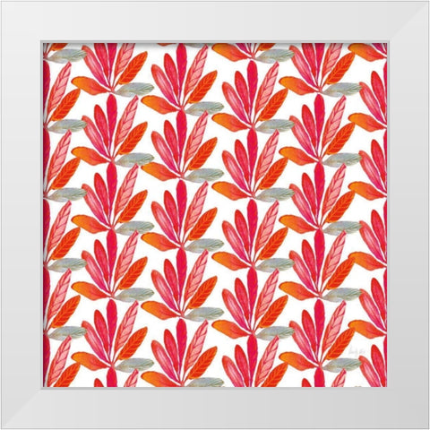 Fridas Flower Fancy Pattern III White Modern Wood Framed Art Print by Rice, Kristy