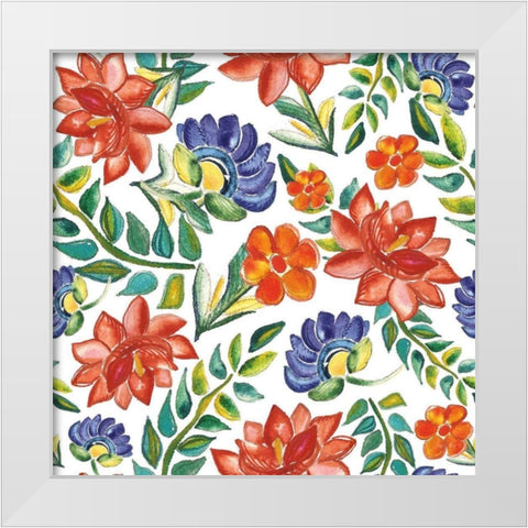 Fridas Flower Fancy Pattern IV White Modern Wood Framed Art Print by Rice, Kristy