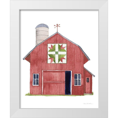 Life on the Farm Barn Element I Dark Red White Modern Wood Framed Art Print by McKenna, Kathleen Parr