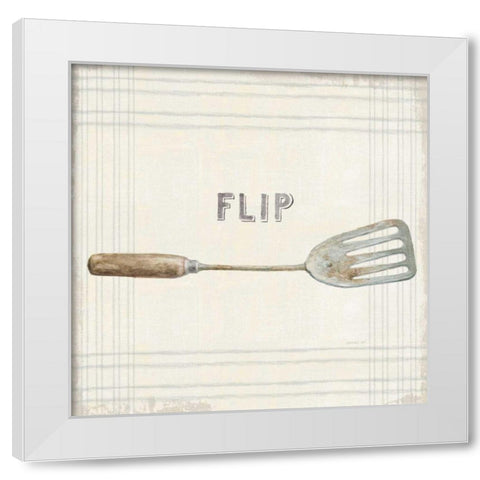 Floursack Kitchen Sign I Neutral Sq White Modern Wood Framed Art Print by Nai, Danhui