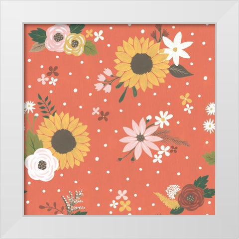 Autumn Garden Pattern IB White Modern Wood Framed Art Print by Marshall, Laura