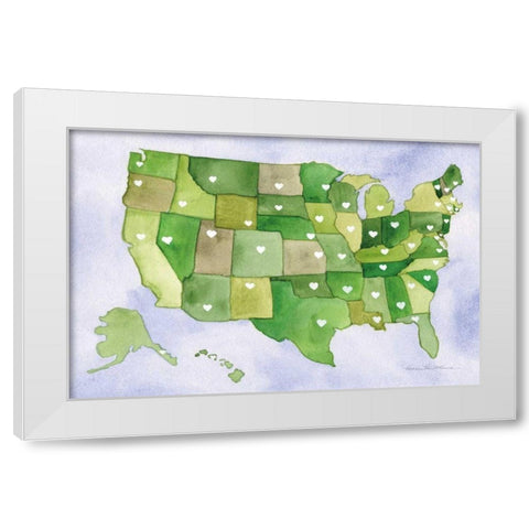 USA Capital Map White Modern Wood Framed Art Print by McKenna, Kathleen Parr