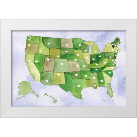 USA Capital Map White Modern Wood Framed Art Print by McKenna, Kathleen Parr