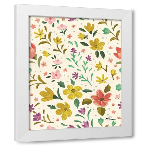 Spring Botanical Pattern IIB White Modern Wood Framed Art Print by Penner, Janelle