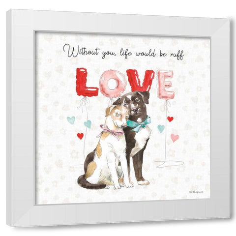Paws of Love IV White Modern Wood Framed Art Print by Grove, Beth