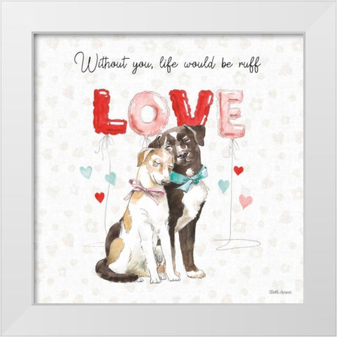 Paws of Love IV White Modern Wood Framed Art Print by Grove, Beth