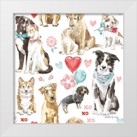 Paws of Love Pattern IA White Modern Wood Framed Art Print by Grove, Beth
