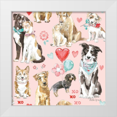 Paws of Love Pattern IB White Modern Wood Framed Art Print by Grove, Beth