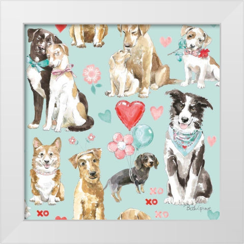 Paws of Love Pattern IC White Modern Wood Framed Art Print by Grove, Beth