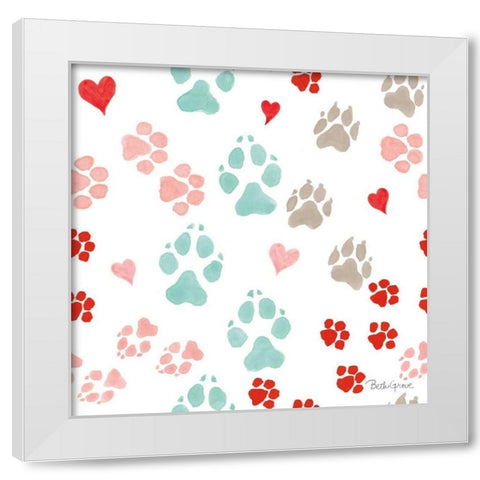 Paws of Love Pattern IIIA White Modern Wood Framed Art Print by Grove, Beth
