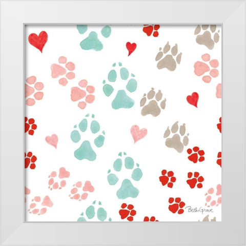 Paws of Love Pattern IIIA White Modern Wood Framed Art Print by Grove, Beth