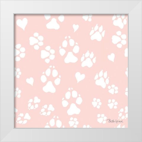 Paws of Love Pattern IIIB White Modern Wood Framed Art Print by Grove, Beth