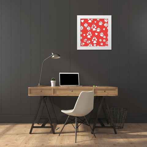 Paws of Love Pattern IIIC White Modern Wood Framed Art Print by Grove, Beth