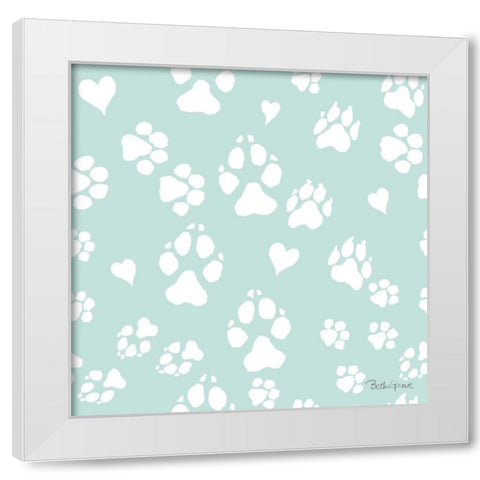 Paws of Love Pattern IIID White Modern Wood Framed Art Print by Grove, Beth