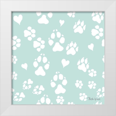 Paws of Love Pattern IIID White Modern Wood Framed Art Print by Grove, Beth