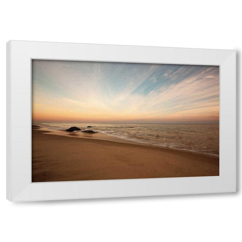 Marthas Vineyard Beach II White Modern Wood Framed Art Print by Aledanda