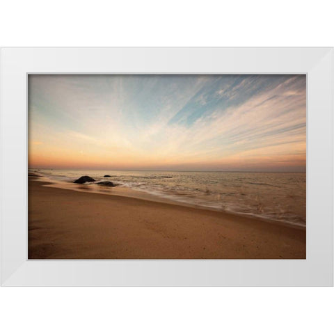 Marthas Vineyard Beach II White Modern Wood Framed Art Print by Aledanda