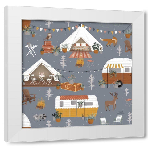 Gone Glamping Pattern IC White Modern Wood Framed Art Print by Marshall, Laura