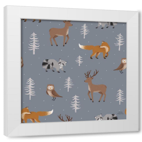 Gone Glamping Pattern VIC White Modern Wood Framed Art Print by Marshall, Laura