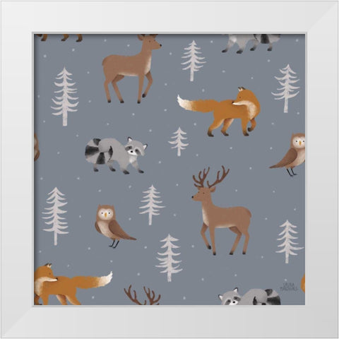 Gone Glamping Pattern VIC White Modern Wood Framed Art Print by Marshall, Laura