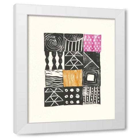 Block Print V White Modern Wood Framed Art Print by Prahl, Courtney