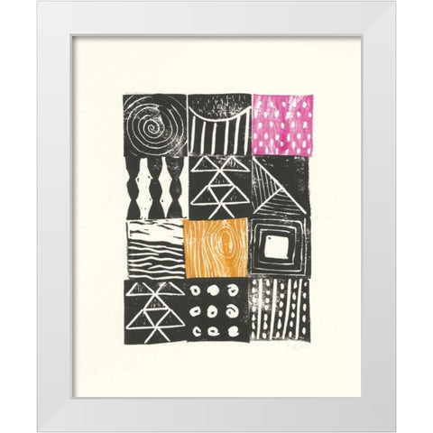 Block Print V White Modern Wood Framed Art Print by Prahl, Courtney