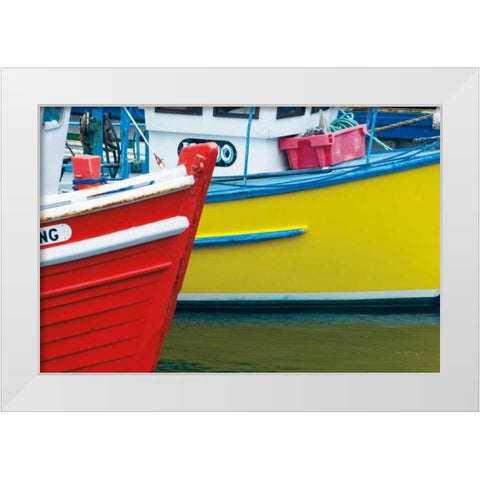 Orkney Fishing Boats White Modern Wood Framed Art Print by Majchrowicz, Alan