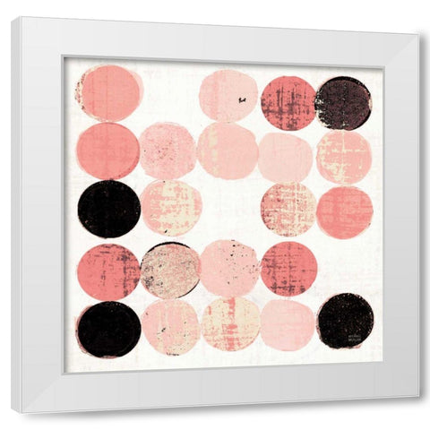 Dots II Square I Pink Black White Modern Wood Framed Art Print by Mullan, Michael
