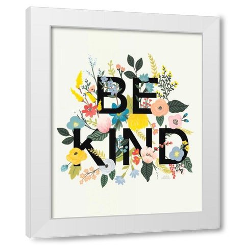 Wild Garden I Be Kind Cream White Modern Wood Framed Art Print by Marshall, Laura