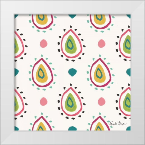 Budding Beauty Pattern IIIA White Modern Wood Framed Art Print by Zaman, Farida