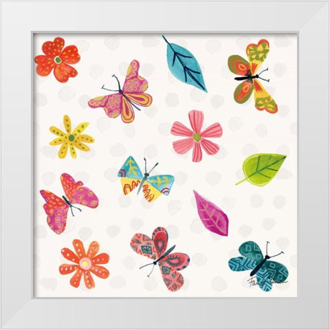 Budding Beauty Pattern IVA White Modern Wood Framed Art Print by Zaman, Farida
