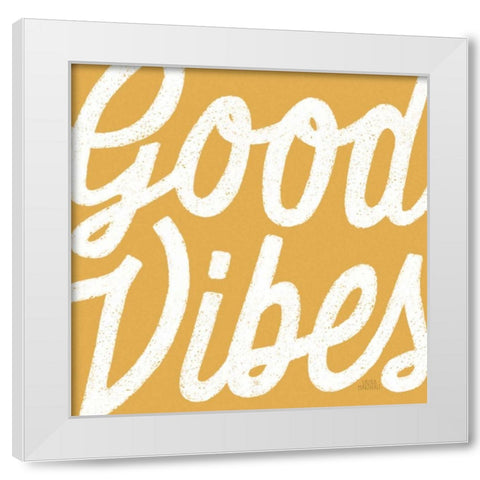 Positivity I Yellow White Modern Wood Framed Art Print by Marshall, Laura
