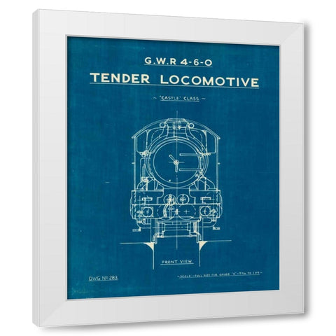 Locomotive Blueprint II White Modern Wood Framed Art Print by Wild Apple Portfolio