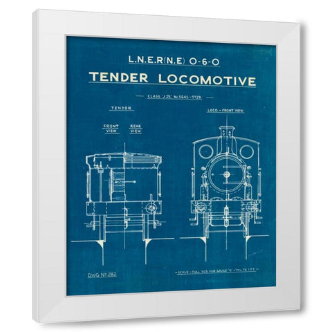 Locomotive Blueprint III White Modern Wood Framed Art Print by Wild Apple Portfolio