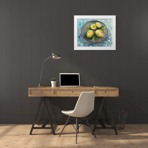 Lemons White Modern Wood Framed Art Print by Vertentes, Jeanette