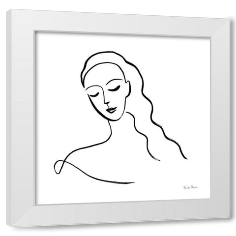 Faces III White Modern Wood Framed Art Print by Zaman, Farida