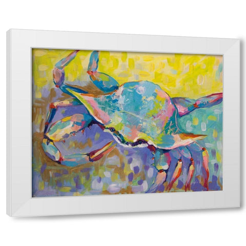 Crabby Boy White Modern Wood Framed Art Print by Vertentes, Jeanette