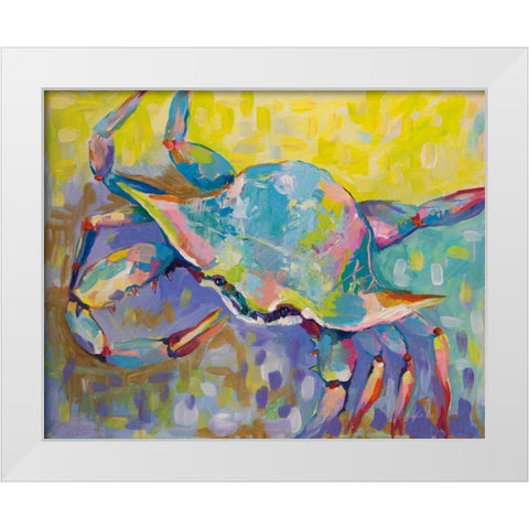 Crabby Boy White Modern Wood Framed Art Print by Vertentes, Jeanette