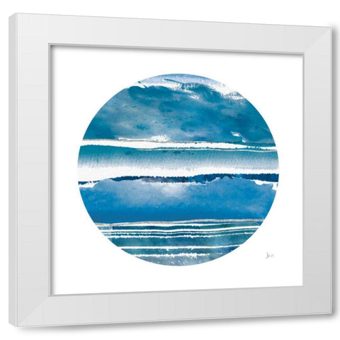 By the Sea Circle White Modern Wood Framed Art Print by Aiken, Jess