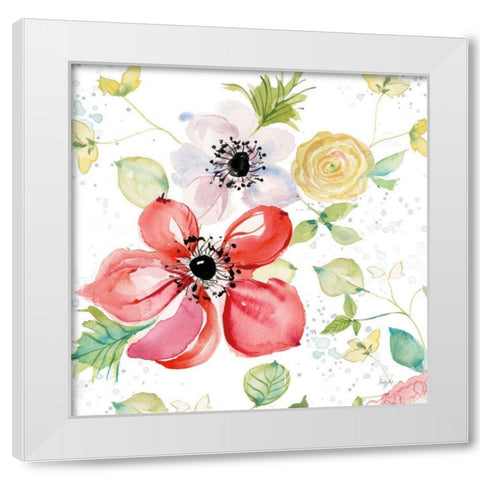 Spray of Anemones II White Modern Wood Framed Art Print by Rice, Kristy