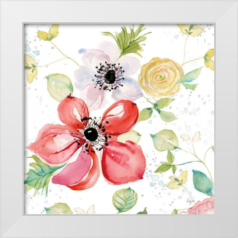 Spray of Anemones II White Modern Wood Framed Art Print by Rice, Kristy