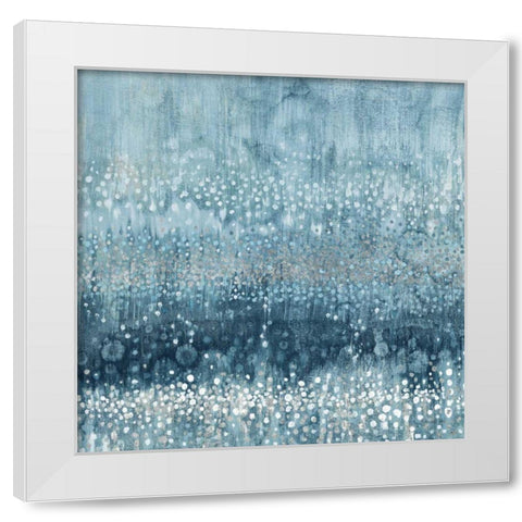 Rain Abstract III Blue Silver White Modern Wood Framed Art Print by Nai, Danhui