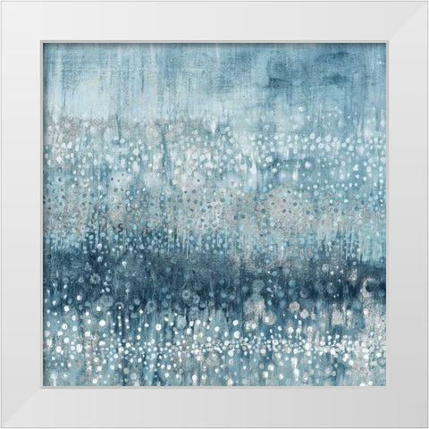 Rain Abstract IV Blue Silver White Modern Wood Framed Art Print by Nai, Danhui