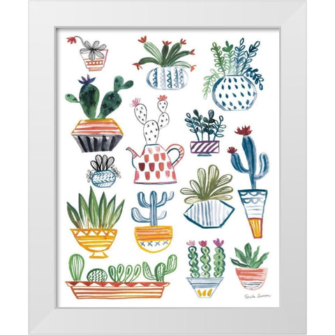 Funky Cacti I Summer White Modern Wood Framed Art Print by Zaman, Farida