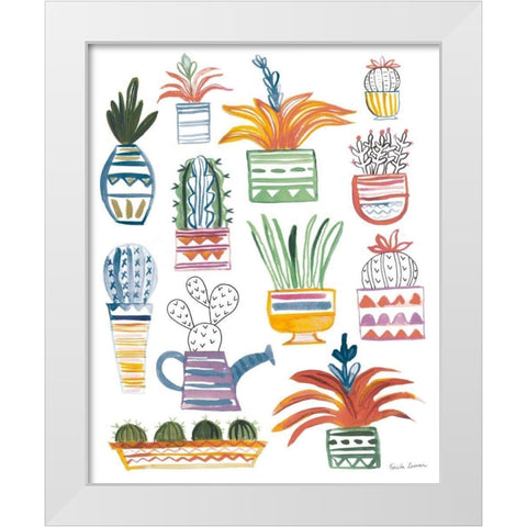 Funky Cacti II Summer White Modern Wood Framed Art Print by Zaman, Farida