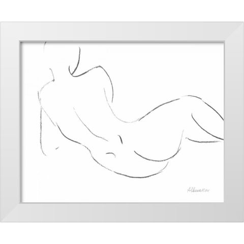 Nude Sketch III White Modern Wood Framed Art Print by Hristova, Albena