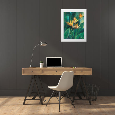 Bird of Paradise I White Modern Wood Framed Art Print by Nai, Danhui