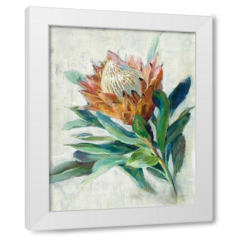 Protea White Modern Wood Framed Art Print by Nai, Danhui