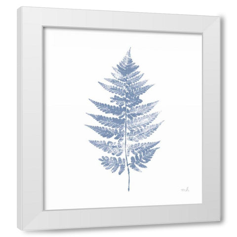 Fern Print I Blue No Shiplap White Modern Wood Framed Art Print by Hershey, Moira