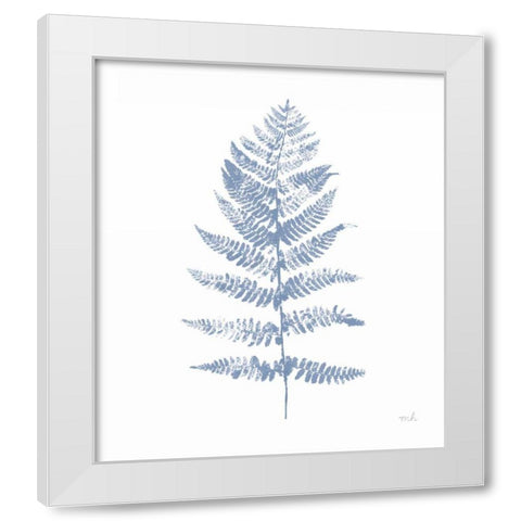Fern Print II Blue No Shiplap White Modern Wood Framed Art Print by Hershey, Moira